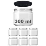 Afracam 10-1000 ml Farklı Boyutlarda Kavanoz (10-1000 Arası) cc Konserve Metal Kapaklı Cam Kavanoz 6 Adet (Şeffaf, 300 cc)