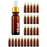 Afracam 10 ml Amber Cam Damlalık Serum Şişesi 10 Cc Gold Metal Kapaklı Kahverengi Dropper Cam Şişe 25 Adet
