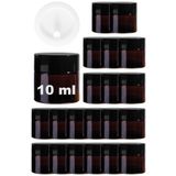 Afracam 10 ml Cam Kavanoz Amber 10 cc Mini Krem Kavanozu Siyah Kapaklı Kahverengi Lip Balm 20 Adet