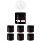 Afracam 10 ml Cam Kavanoz Amber 10 cc Mini Krem Kavanozu Siyah Kapaklı Kahverengi Lip Balm 6 Adet