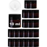 Afracam 10 ml Cam Kavanoz Amber 10 cc Mini Krem Kavanozu Siyah Kapaklı Kahverengi Lip Balm Seyahat Kabı 20 Adet - 11 ml