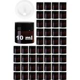 Afracam 10 ml Cam Kavanoz Amber 10 cc Mini Krem Kavanozu Siyah Kapaklı Kahverengi Lip Balm Seyahat Kabı 48 Adet - 11 ml