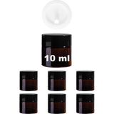 Afracam 10 ml Cam Kavanoz Amber 10 cc Mini Krem Kavanozu Siyah Kapaklı Kahverengi Lip Balm Seyahat Kabı 6 Adet - 11 ml