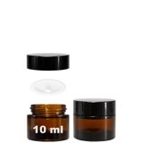 Afracam 10 ml Cam Kavanoz Amber 10 cc Mini Krem Kavanozu Siyah Kapaklı Lip Balm 2 Adet