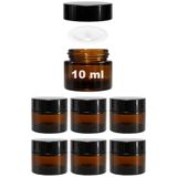 Afracam 10 ml Cam Kavanoz Amber 10 cc Mini Krem Kavanozu Siyah Kapaklı Lip Balm 6 Adet