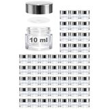 Afracam 10 ml Cam Kavanoz Şeffaf 10 cc Mini Krem Kavanozu Aynalı Kapaklı Lip Balm 48 Adet