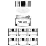 Afracam 10 ml Cam Kavanoz Şeffaf 10 cc Mini Krem Kavanozu Aynalı Kapaklı Lip Balm 6 Adet