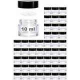 Afracam 10 ml Cam Kavanoz Şeffaf 10 cc Mini Krem Kavanozu Siyah Kapaklı Kişisel Bakım Seyahat Seti Lip Balm 48 Adet - 11 ml