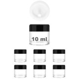 Afracam 10 ml Cam Kavanoz Şeffaf 10 cc Mini Krem Kavanozu Siyah Kapaklı Lip Balm 6 Adet