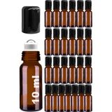 Afracam 10 Ml Çelik Roll On Şişesi 10 Cc Sızdırmaz Siyah Kapaklı Amber Cam Şişe 25 Adet - Kahverengi