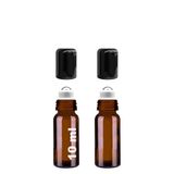 Afracam 10 ml Çelik Roll On Şişesi 10 cc Sızdırmaz Siyah Kapaklı Cam Şişe 2 Adet (Amber, 10)