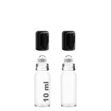 Afracam 10 ml Çelik Roll On Şişesi 10 cc Sızdırmaz Siyah Kapaklı Cam Şişe 2 Adet (Şeffaf, 10)