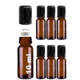 Afracam 10 ml Çelik Roll On Şişesi 10 cc Sızdırmaz Siyah Kapaklı Cam Şişe 6 Adet (Amber, 10)