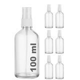 Afracam 100 ml Beyaz Spreyli Şeffaf Cam Şişe 100 cc Sızdırmaz Kapaklı Fısfıs Beyaz Cam Şişe 6 Adet