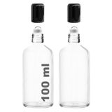 Afracam 100 ml Çelik Roll On Şişesi 100 cc Sızdırmaz Siyah Kapaklı Cam Şişe 2 Adet (Şeffaf, 100)