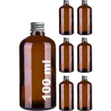 Afracam 100 ml Metal Gümüş Kapaklı Amber Hediyelik Şişesi 100 cc Kolonya Koku Süs Kahverengi Cam Şişe 6 Adet