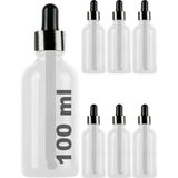 Afracam 100 ml Metal Kapaklı Damlalık Dropper Şişesi Serum 100 cc Cam Şişe 6 Adet (Siyah Kapak - Çok Renkli