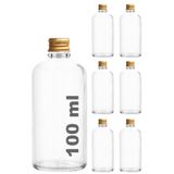 Afracam 100 ml Şeffaf Metal Gold Kapak Hediyelik Şişesi 100 Cc Kolonya Koku Süs Beyaz Cam Şişe 6 Adet