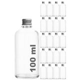 Afracam 100 ml Şeffaf Metal Gümüş Kapak Hediyelik Şişesi 100 Cc Kolonya Koku Süs Beyaz Cam Şişe 20 Adet
