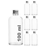 Afracam 100 ml Şeffaf Metal Gümüş Kapak Hediyelik Şişesi 100 Cc Kolonya Koku Süs Beyaz Cam Şişe 6 Adet
