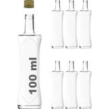Afracam 100 ml Şeffaf Piramit Sosluk 100 cc Kapaklı Kavisli Cam Şişe 6 Adet (Altın/Gold (Metal))
