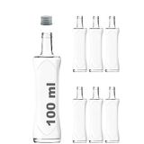 Afracam 100 ml Şeffaf Piramit Sosluk 100 cc Kapaklı Kavisli Cam Şişe 6 Adet (Gümüş (Metal))