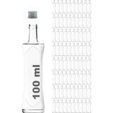 Afracam 100 ml Şeffaf Piramit Sosluk Metal Gümüş Kapaklı Kavisli Cam Şişe 80 Adet