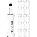 Afracam 100 ml Şeffaf Piramit Sosluk Plastik Siyah Kapaklı Kavisli Cam Şişe 25 Adet
