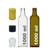 Afracam 1000 cc Şeffaf ve Yeşil Maraska Yağdanlık Kapaklı ve Kapüşonlu 1000 ml Köşeli Cam Şişe 2 Adet
