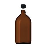 Afracam 1000 ml Amber Ecza Siyah Kapaklı Boş Cam Şişe Ecza Şişesi (1)