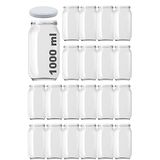 Afracam 1000 ml Konserve Kavanoz Metal Kapaklı Şeffaf Cam 1000 cc Paşabahçe 20 Adet (Beyaz Kapak)