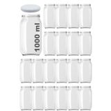 Afracam 1000 ml Metal Beyaz Konserve Kapaklı 1000 Cc Şeffaf Cam Kavanoz 20 Adet
