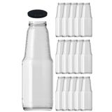 Afracam 1000 ml Şeffaf Meyve Suyu, Meşrubat, Limonata Şişesi Metal Kapaklı 1000 Cc Boş Cam Şişe 15 Adet