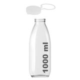 Afracam 1000 ml Şeffaf Sürahi Süt, Ayran, Su, Limonata, Meşrubat Şişesi 1000 Cc Askılı Kapak Cam Şişe 1 Adet