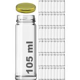 Afracam 105 cc Kavanoz Metal Gold Konserve Kapaklı 105 cc Şeffaf Uzun Cam Kavanoz 48 Adet - 105 ml