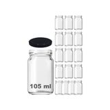 Afracam 105 cc Kavanoz Metal Siyah Konserve Kapaklı 105 cc Şeffaf Cam Kavanoz 16 Adet - 105 ml