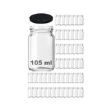 Afracam 105 cc Kavanoz Metal Siyah Konserve Kapaklı 105 cc Şeffaf Cam Kavanoz 48 Adet - 105 ml
