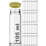 Afracam 105 ml Metal Gold Kapaklı 105 Cc Şeffaf Uzun Cam Kavanoz 24 Adet