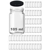 Afracam 105 ml Metal Siyah Kapaklı 105 cc Şeffaf Konserve Cam Kavanoz 48 Adet
