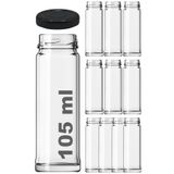 Afracam 105 ml Metal Siyah Kapaklı 105 Cc Şeffaf Uzun Cam Kavanoz 10 Adet