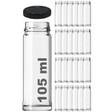 Afracam 105 ml Metal Siyah Kapaklı 105 Cc Şeffaf Uzun Cam Kavanoz 24 Adet