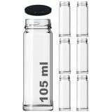 Afracam 105 ml Metal Siyah Kapaklı 105 Cc Şeffaf Uzun Cam Kavanoz 6 Adet