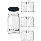 Afracam 105 ml Şeffaf Cam Kavanoz 105 cc Konserve Metal Kapaklı Cam Kavanoz 6 Adet (Şeffaf, 105 cc (Kısa))