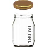 Afracam 190 ml Metal Gold Kapaklı Konserve Kavanozu 190 cc Şeffaf Bebek Mama Kavanoz 1 Adet - Altın