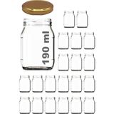 Afracam 190 ml Metal Gold Kapaklı Konserve Kavanozu 190 cc Şeffaf Bebek Mama Kavanoz 20 Adet - Altın