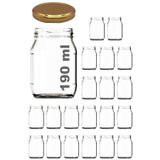 Afracam 190 ml Metal Gold Kapaklı Konserve Kavanozu 190 Cc Şeffaf Bebek Mama Kavanoz 20 Adet