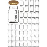 Afracam 190 ml Metal Gold Kapaklı Konserve Kavanozu 190 cc Şeffaf Bebek Mama Kavanoz 50 Adet - Altın