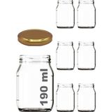 Afracam 190 ml Metal Gold Kapaklı Konserve Kavanozu 190 cc Şeffaf Bebek Mama Kavanoz 6 Adet - Altın