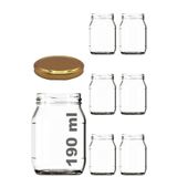 Afracam 190 ml Metal Gold Kapaklı Konserve Kavanozu 190 Cc Şeffaf Bebek Mama Kavanoz 6 Adet