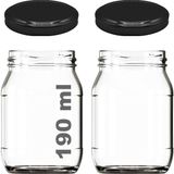 Afracam 190 ml Metal Kapaklı Konserve Kavanozu 190 cc Şeffaf Bebek Mama Kavanoz 2 Adet - Siyah